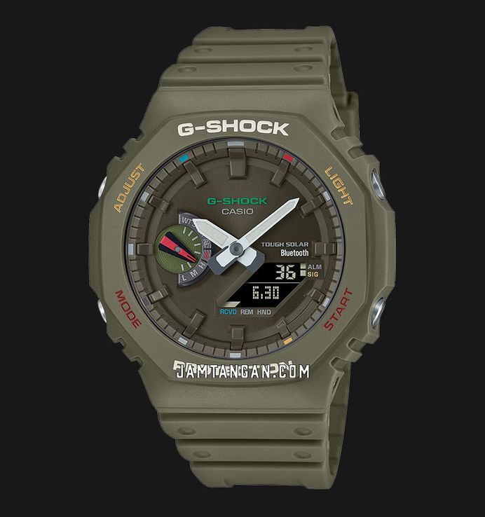 Casio G-Shock GA-B2100FC-3ADR CasiOak Splashes Of Colorful Accents Digital Analog Dial Resin Band