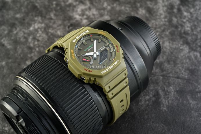Casio G-Shock GA-B2100FC-3ADR CasiOak Splashes Of Colorful Accents Digital Analog Dial Resin Band