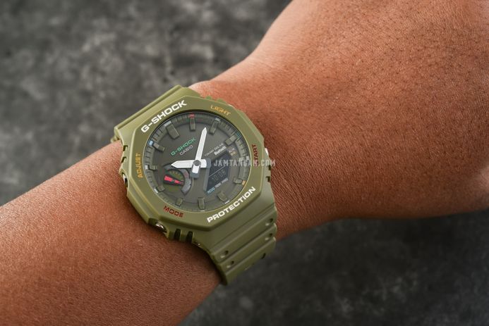 Casio G-Shock GA-B2100FC-3ADR CasiOak Splashes Of Colorful Accents Digital Analog Dial Resin Band