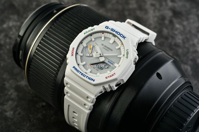 Casio G-Shock GA-B2100FC-7ADR CasiOak Splashes Of Colorful Accents Digital Analog Dial Resin Band