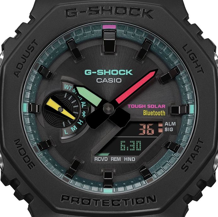 Casio G-Shock GA-B2100MF-1ADR CasiOak Multi-Fluorescent Accent Series Digital Analog Dial Resin Band