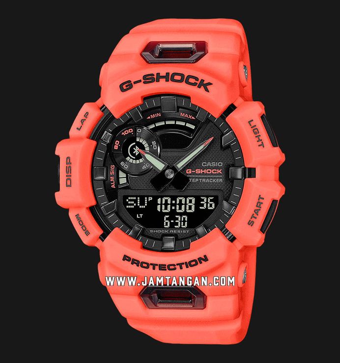 Casio G-shock G-Squad GBA-900-4ADR Black Digital Analog Dial Red Resin Band