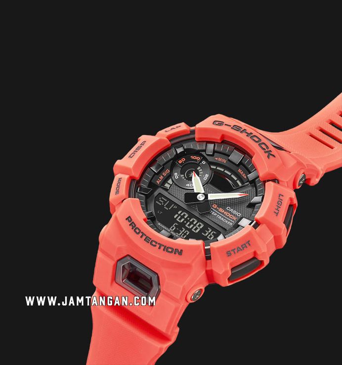 Casio G-shock G-Squad GBA-900-4ADR Black Digital Analog Dial Red Resin Band