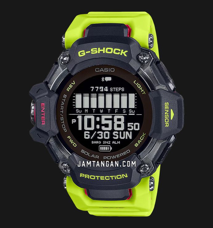 Casio G-Shock GBD-H2000-1A9DR G-Squad Tough Solar Black Digital Dial Green Resin Band