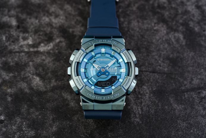 Casio G-Shock Women GM-S110LB-2ADR Tough Charm Digital Analog Dial Dark Blue Resin Band