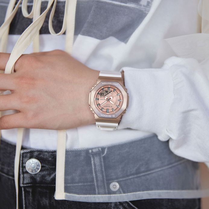 Casio G-Shock GM-S2100CW-7ADR CasiOak Luxurious Journey Digital Analog Dial White Resin Band