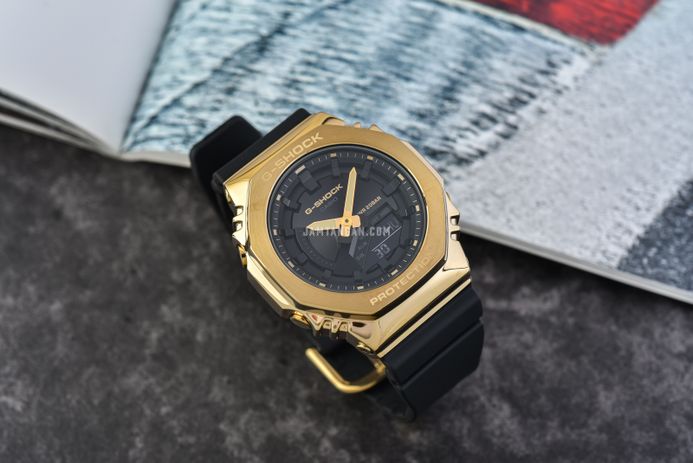 Casio G-Shock Women GM-S2100GB-1ADR CasiOak Stay Gold Series Digital Analog Dial Black Resin Band
