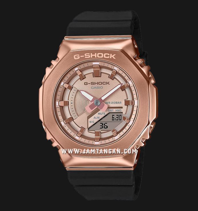Casio G-Shock X ITZY Metal Covered GM-S2100PG-1A4DR CasiOak Digital Analog Dial Black Resin Band