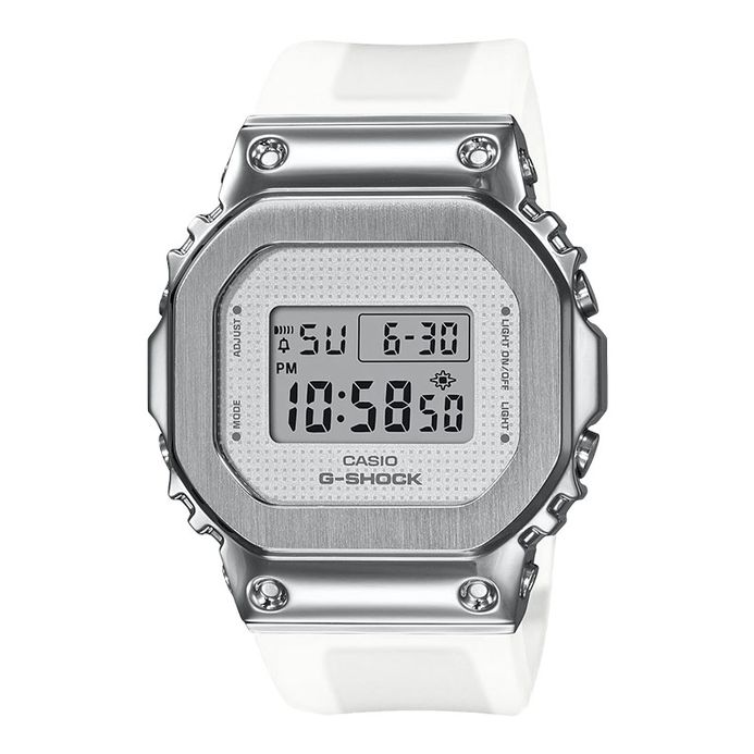 Casio G-Shock GM-S5600SK-7DR Square Metal Covered Ladies Digital Dial White  Clear Resin Band