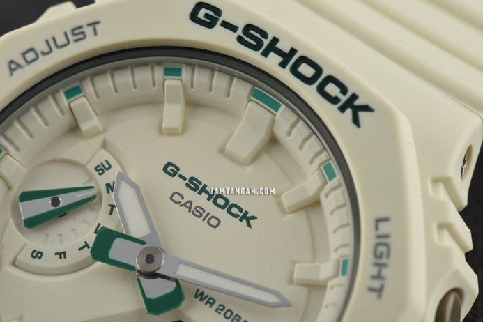 Casio G-Shock GMA-S2100GA-7ADR CasiOak Green Accent Series Digital Analog Dial White Resin Band