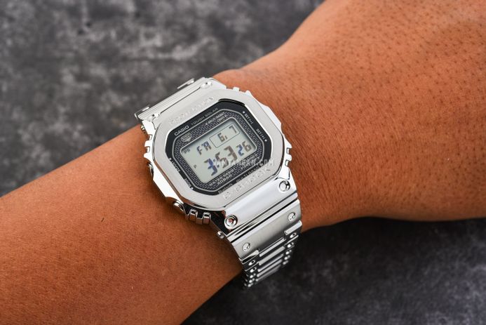Casio G-Shock GMW-B5000D-1DR Full Metal Series Digital Dial Silver Stainless Steel Band