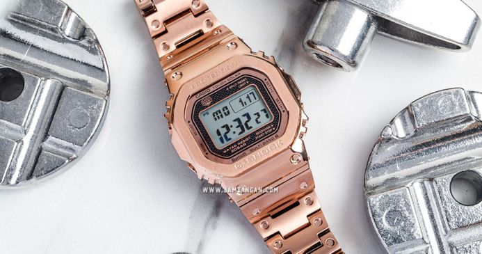 Casio G-Shock GMW-B5000GD-4DR Square Full Metal Solar Digital Dial Rose Gold Stainless Steel Band