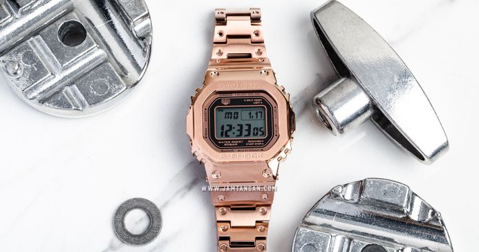 Casio G-Shock GMW-B5000GD-4DR Square Full Metal Solar Digital Dial Rose Gold Stainless Steel Band