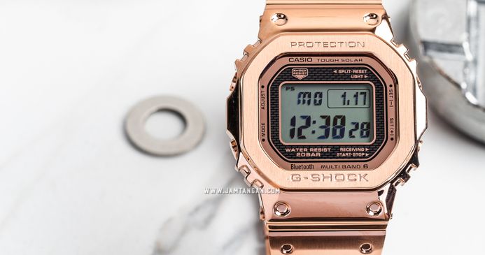 Casio G-Shock GMW-B5000GD-4DR Square Full Metal Solar Digital Dial Rose Gold Stainless Steel Band