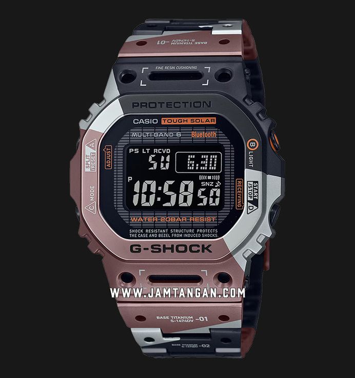 Casio G-Shock GMW-B5000TVB-1DR Virtual World Tough Solar Full Metal Digital Dial Titanium Band