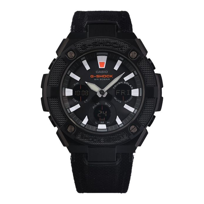 Casio G-Shock G-Steel GST-S130BC-1ADR Men Black Digital Analog Dial Black  Nylon Strap