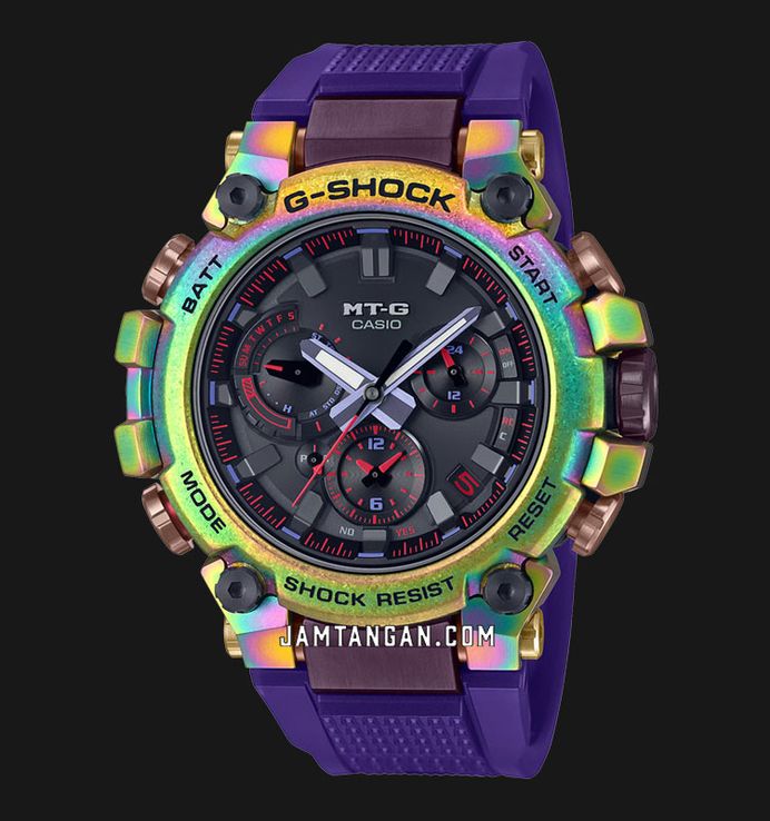 Casio G-Shock MT-G MTG-B3000PRB-1AJR Aurora Borealis Black Dial Translucent Purple Resin Band (JDM)