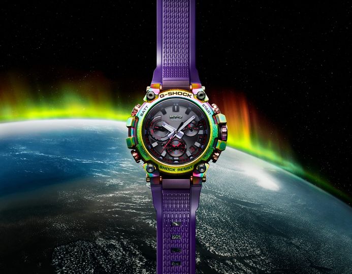 Casio G-Shock MT-G MTG-B3000PRB-1AJR Aurora Borealis Black Dial Translucent Purple Resin Band (JDM)