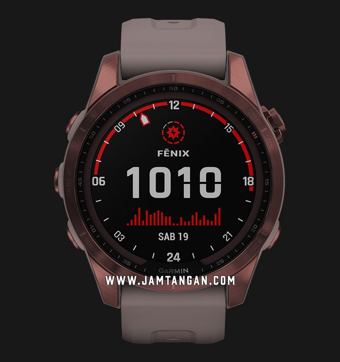Garmin Fenix 7S 010-02539-54 Smartwatch Sapphire Solar Bronze Digital Dial Shale Gray Silicone Strap