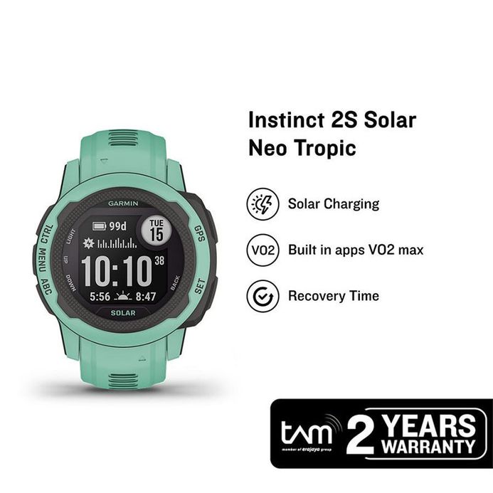 Garmin Instinct 2S 010-02564-62 Smartwatch Solar Digital Dial Green Neo  Tropic Rubber Strap