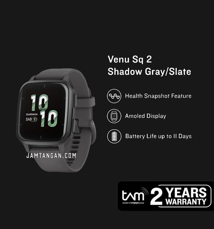 Garmin Venu Sq 2 010-02701-80 Smartwatch Digital Dial Shadow Gray Silicone Strap