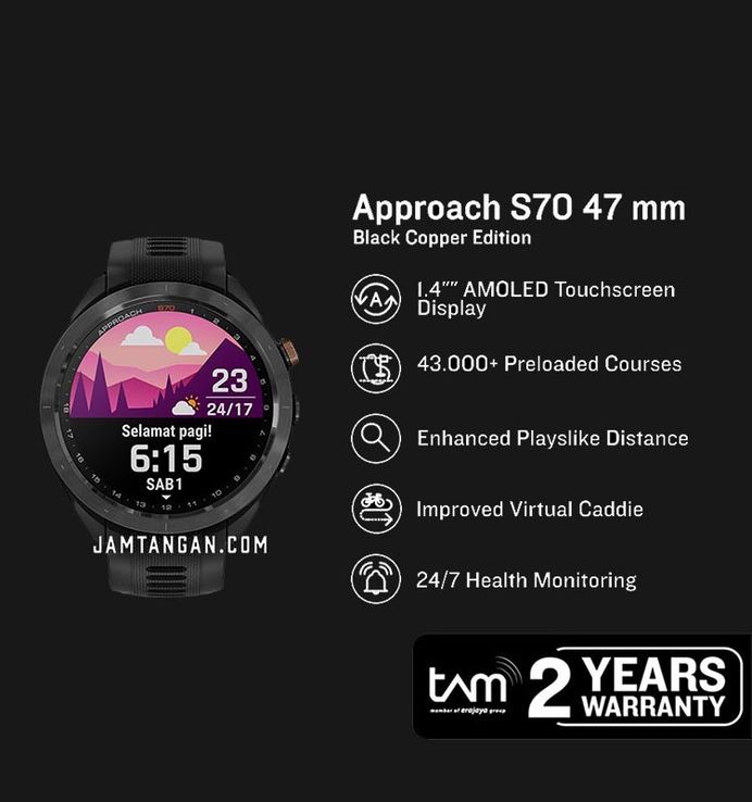 Garmin Approach S70 010-02746-74 Smartwatch 47mm Digital