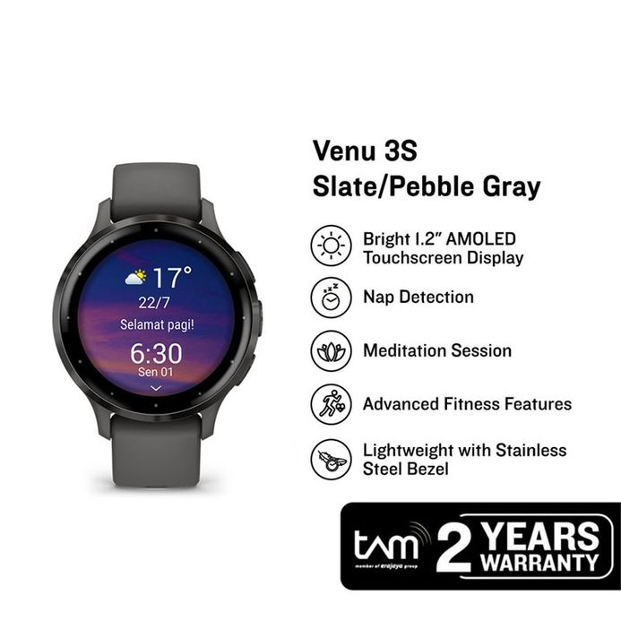 Garmin Venu 3S 010-02785-50 Smartwatch Digital Dial Pebble Gray