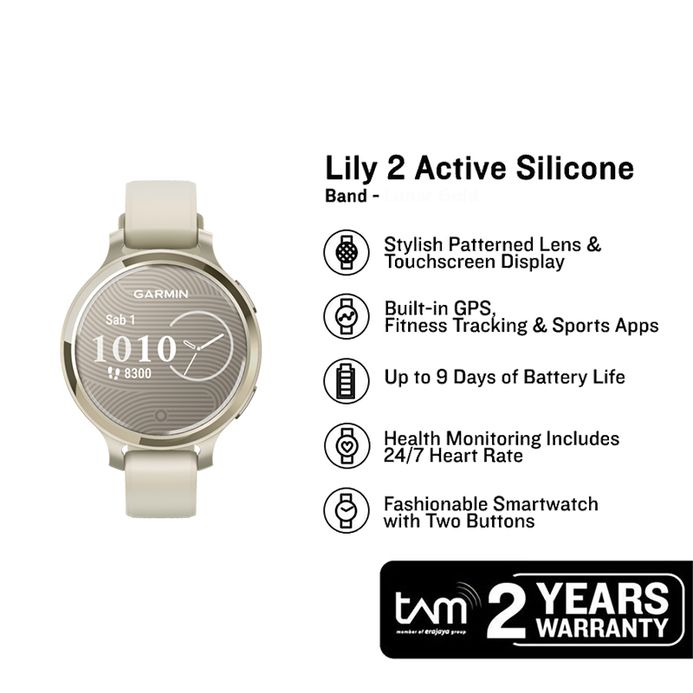 Garmin Lily Active 010-02891-50 Smartwatch Digital Dial Lunar Gold With  Bone Silicone Strap