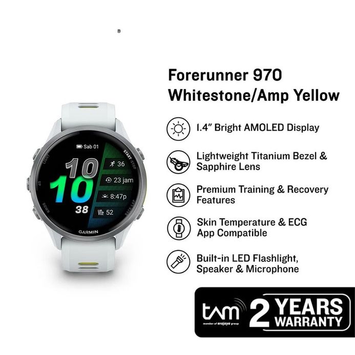 Garmin Forerunner 970 010-02969-61 Smartwatch Titanium Whitestone