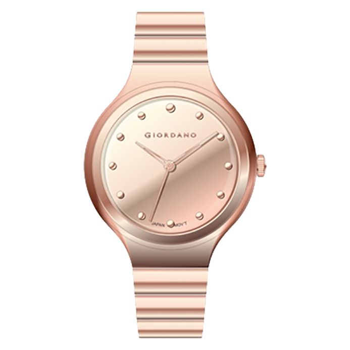 Giordano Fashionista 2928-66 Ladies Rose Gold Dial Rose Gold Stainless  Steel Strap