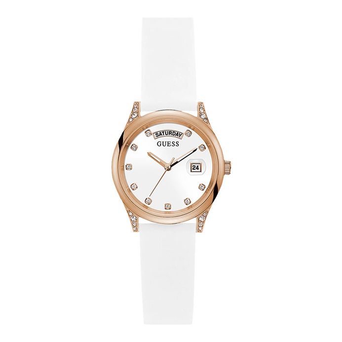 Jam Tangan Guess Watch Women's White Silicone Strap Promo Jam