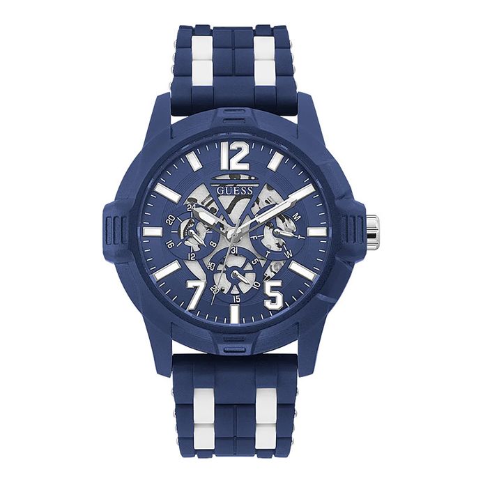 Guess Eco Friendly GW0428G3 Men Blue Dial Dual Tone Silicone Strap