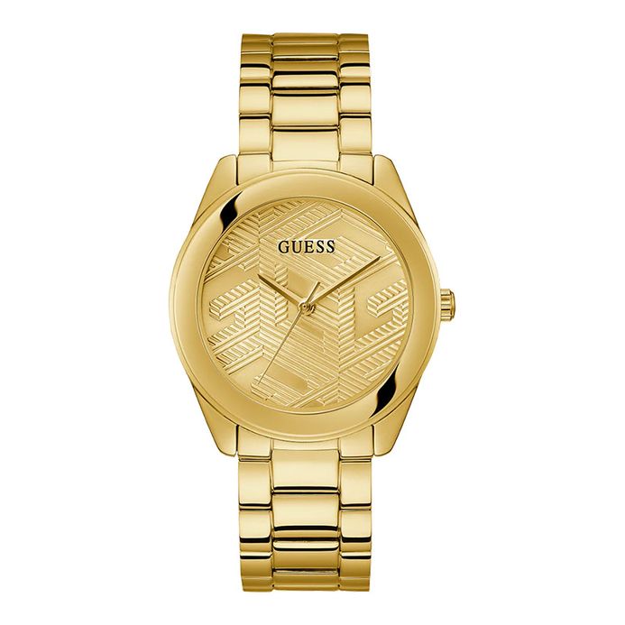 Guess Cubed GW0606L2 Ladies Champagne Pattern Dial Gold Stainless
