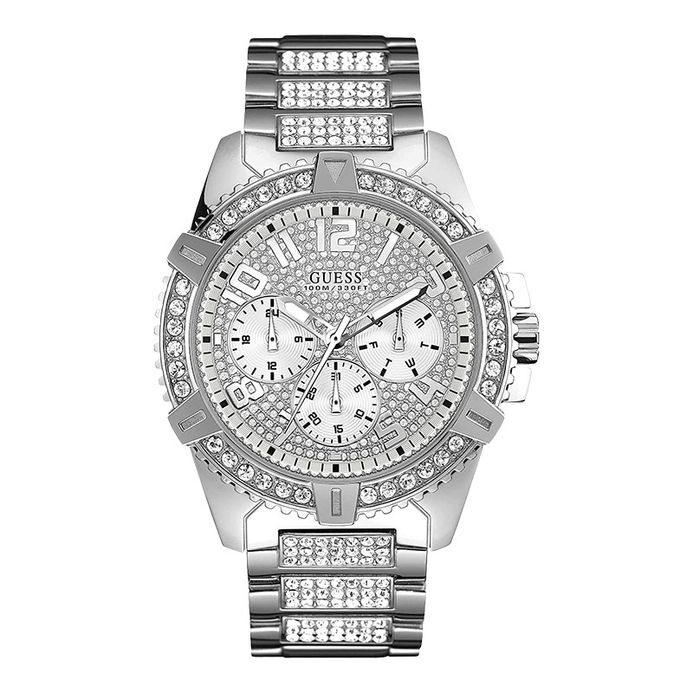 Guess Frontier W0799G1 Crystal Silver Dial Stainless Steel Strap