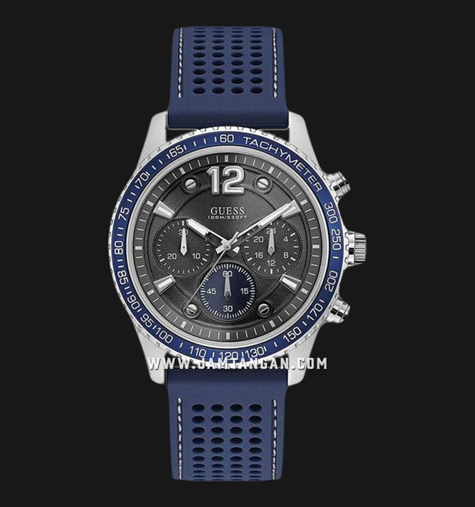 訳あってお買い得！30～80％OFF W0971G2 Guess Men Silicone Blue Dial Tone Dual Chronograph 時計