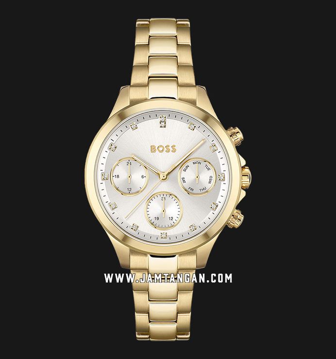 Hugo Boss Hera 1502628 Ladies Silver Dial Gold Stainless Steel Strap