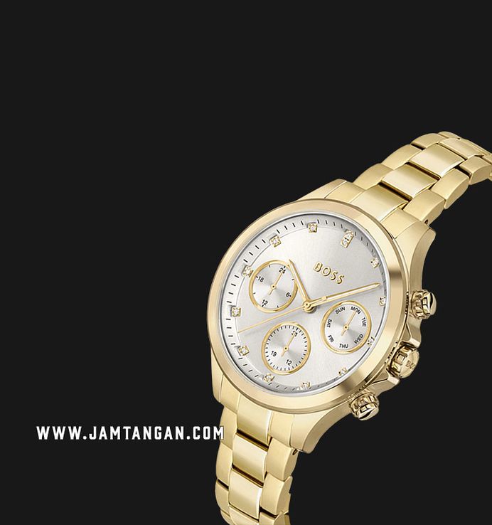 Hugo Boss Hera 1502628 Ladies Silver Dial Gold Stainless Steel Strap