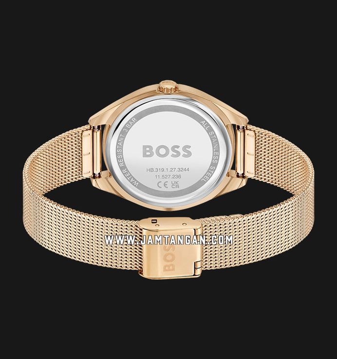 Hugo Boss Saya 1502668 Ladies Grey Dial Rose Gold Mesh Strap