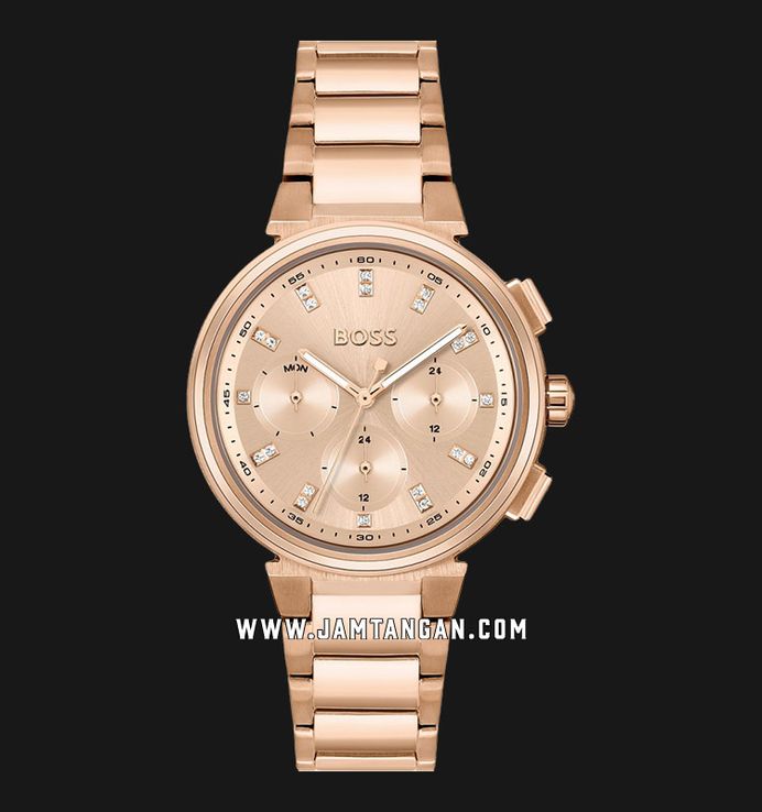 Hugo Boss Multifunction 1502678 Ladies Rose Gold Dial Rose Gold Stainless Steel Strap