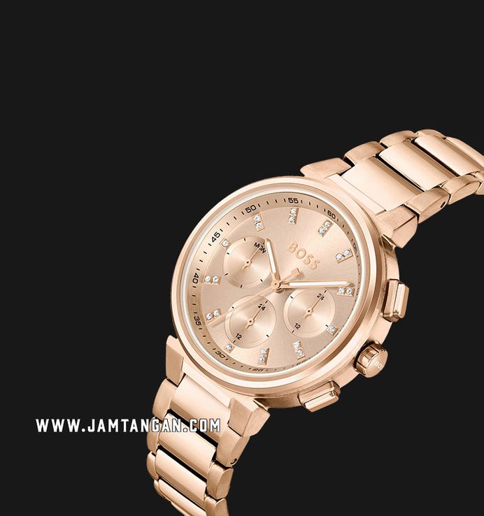 Hugo Boss Multifunction 1502678 Ladies Rose Gold Dial Rose Gold Stainless Steel Strap