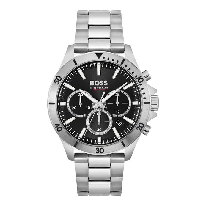 Hugo Boss Troper 1514057 Men Chronograph Black Dial Stainless