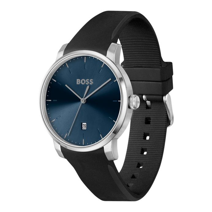 Hugo Boss Dean 1514131 Men Blue Dial Black Rubber Strap