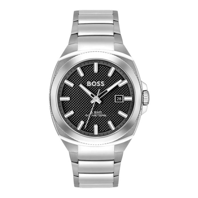 Hugo Boss Walker 1514136 Men Black Dial Stainless Steel Strap