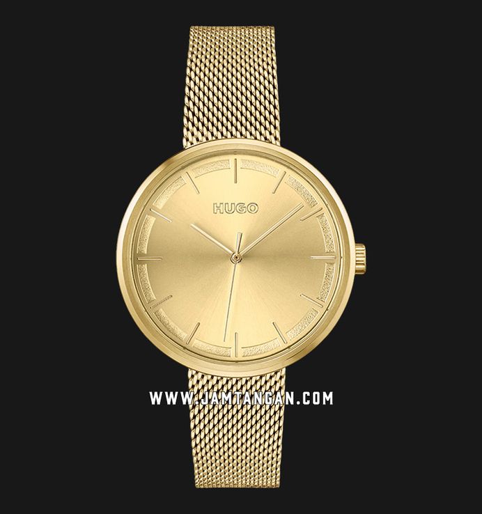 Hugo Boss Crush 1540122 Ladies Gold Dial Gold Mesh Strap