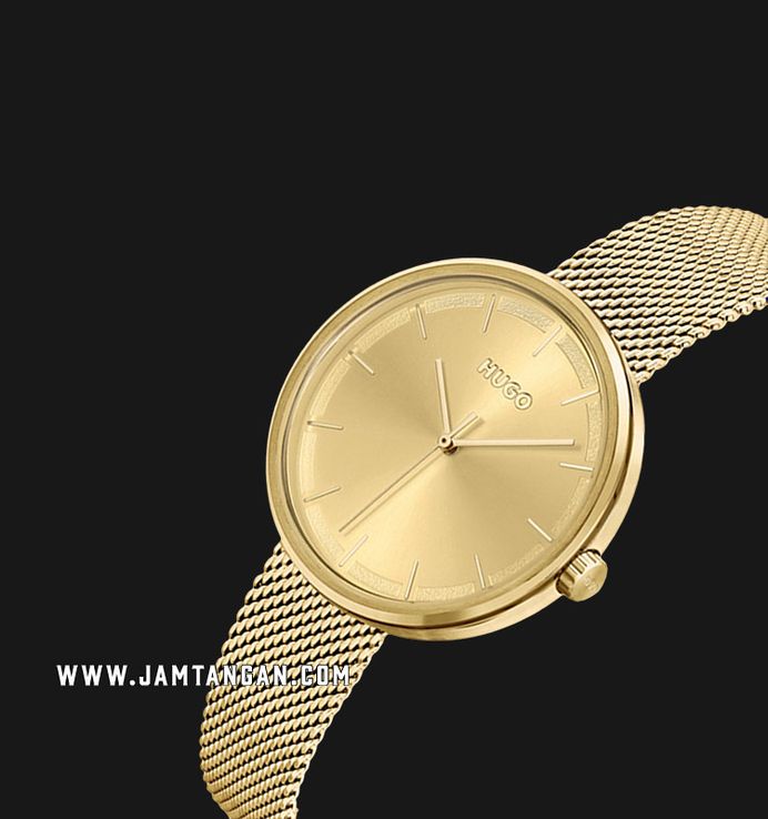 Hugo Boss Crush 1540122 Ladies Gold Dial Gold Mesh Strap