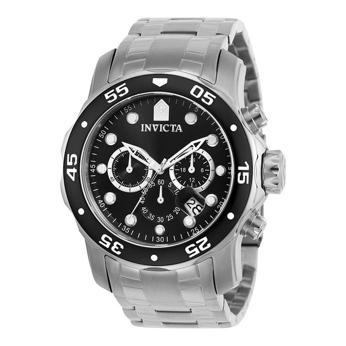 INVICTA Pro Diver 0069 SCUBA Men Black Dial Stainless Steel Strap