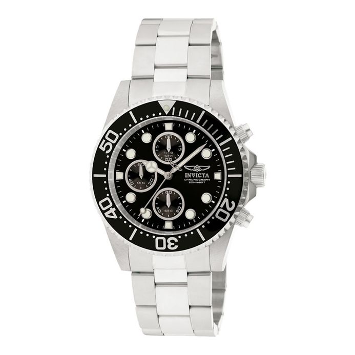 INVICTA Pro Diver 1768 Chronograph Black Dial Stainless Steel Strap