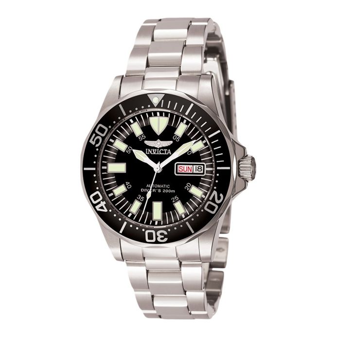 INVICTA Signature 7041 Automatic Black Dial Stainless Steel Strap