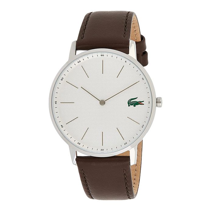 Lacoste Moon 2011002 Men White Dial Brown Leather Strap
