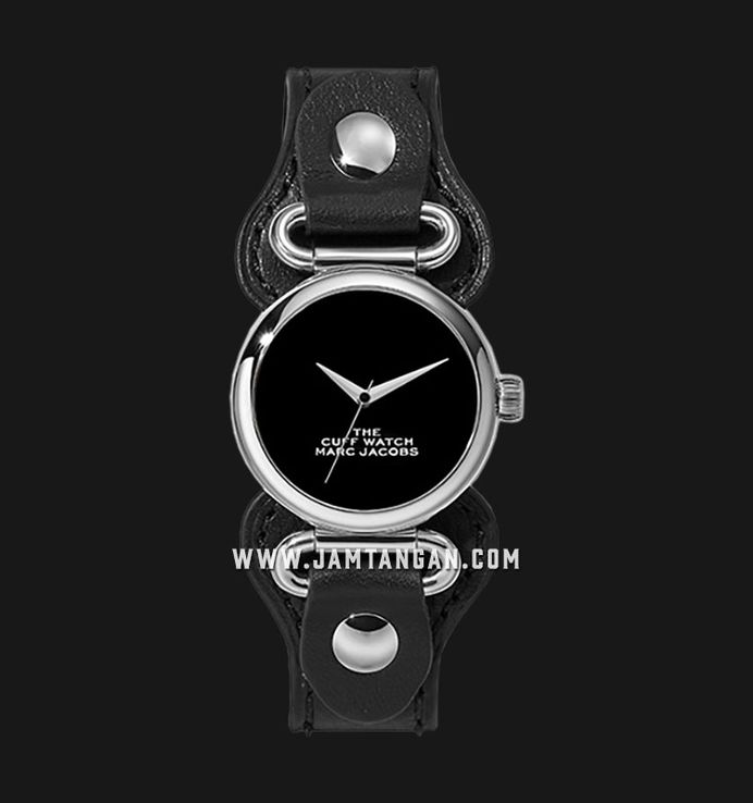 Marc Jacobs The Cuff Watch MJ0120179290 Ladies Black Dial Black Leather Strap